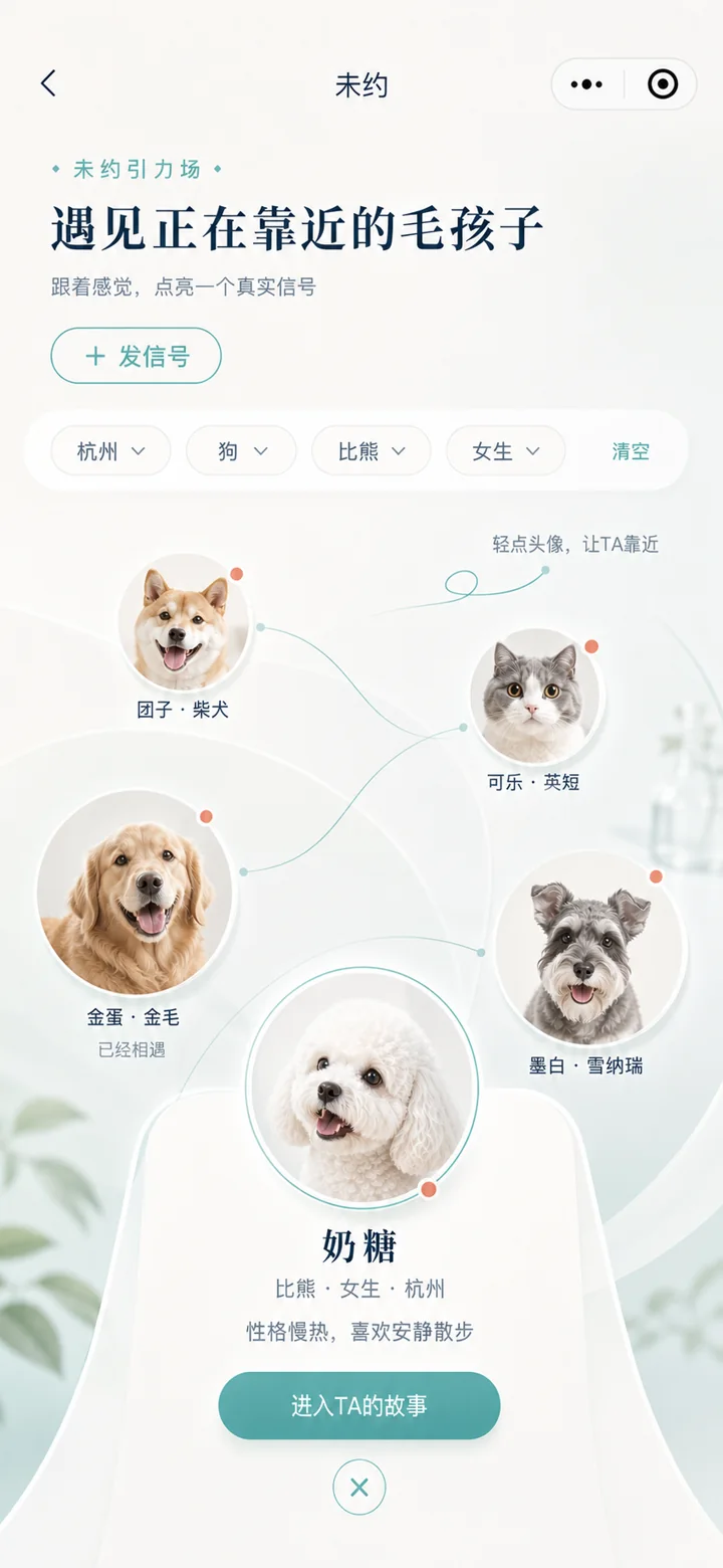 闻了么CP未约引力场,展示同城宠物缘分